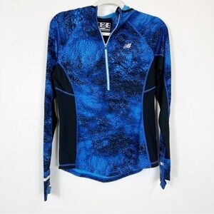 New Balance Heat 1/2 Zip Long Sleeve Pullover Blue & Black Size Small